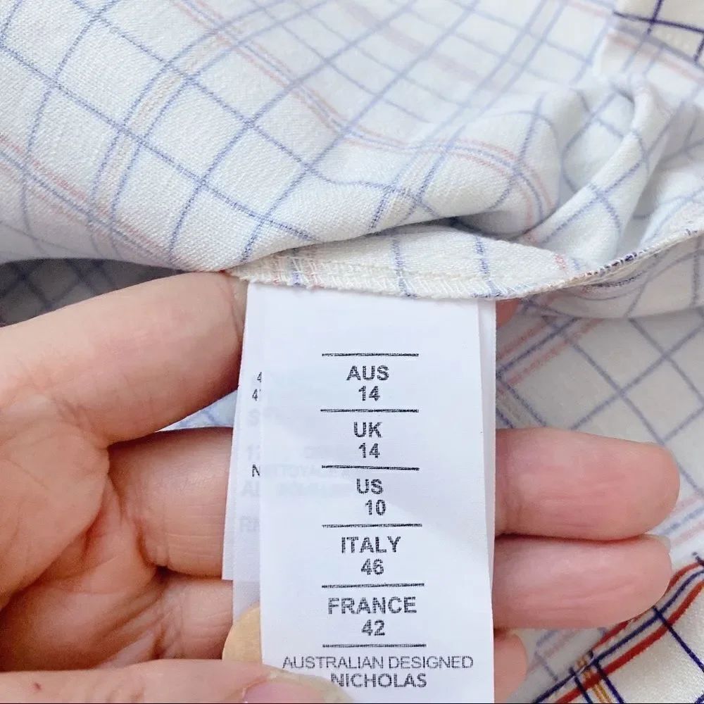 Nicholas Linen blend Button Front Check Mini Dress - Picture 11 of 12